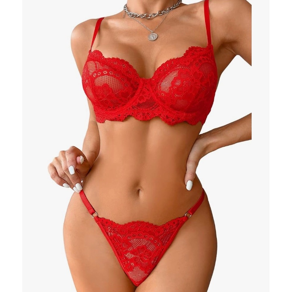 Unbranded Lace Lingerie Set Women M Red NWOT